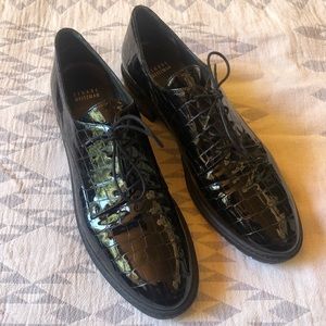 Stuart Weitzman Black Patent Leather Derby Shoes 9.5